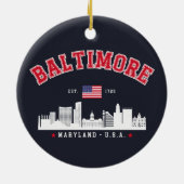 Baltimore Maryland Modern Skyline city セラミックオーナメント (裏面)