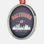 Baltimore Maryland Modern Skyline city メタルオーナメント (左)