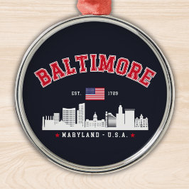 Baltimore Maryland Modern Skyline city メタルオーナメント