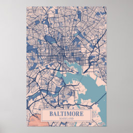 Baltimore Maryland USA Breezy City Map Travel ポスター