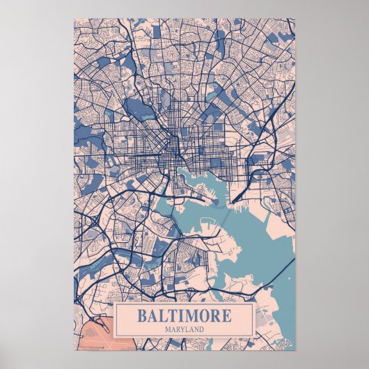 Baltimore Maryland USA Breezy City Map Travel ポスター (正面)