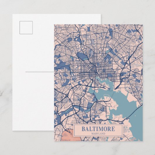 Baltimore Maryland USA Breezy City Map Travel ポストカード (正面/裏面)