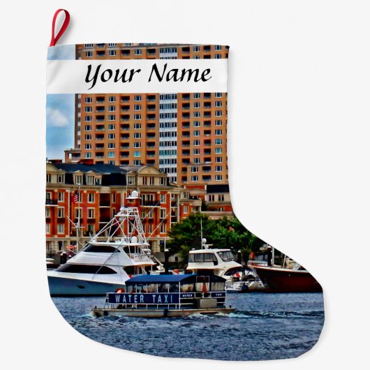 Baltimore MD - Inner Harbor Water Taxi ラージクリスマスストッキング (正面)