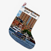 Baltimore MD - Inner Harbor Water Taxi ラージクリスマスストッキング (正面 (吊り時))
