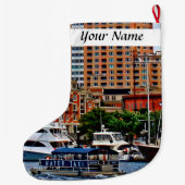 Baltimore MD - Inner Harbor Water Taxi ラージクリスマスストッキング (裏面)