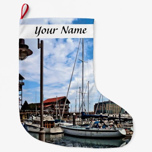 Baltimore MD - Marina Near Fells Point ラージクリスマスストッキング (正面)