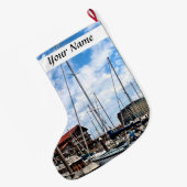 Baltimore MD - Marina Near Fells Point ラージクリスマスストッキング (裏面 (吊り時))