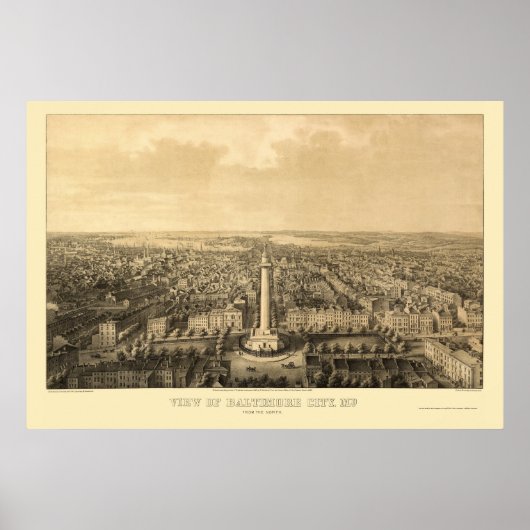 Baltimore, MD Panoramic Map - 1862 ポスター (正面)