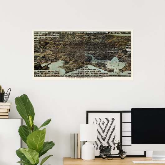 Baltimore, MD Panoramic Map - 1870 ポスター (ホームオフィス)