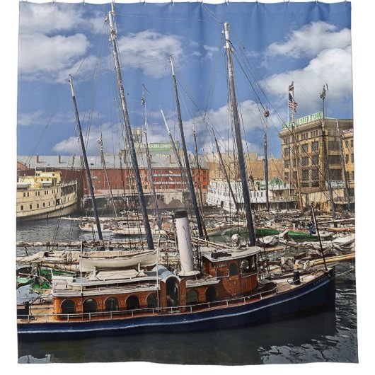 Baltimore, MD – Tugboat Lannan c1905 シャワーカーテン (正面)