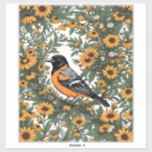 Baltimore Oriole Bird And Black Eyed Susan Flowers シール (シート)
