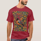 Baltimore Oriole Bird And Black Eyed Susan Flowers Tシャツ (正面)