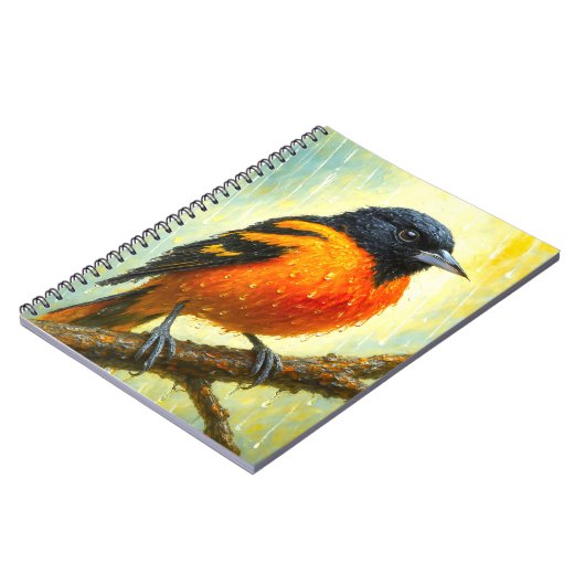 Baltimore Oriole Notebook | Rainy Bird Art Journal ノートブック (左側)