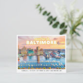 Baltimore Save the Date Retro Skyline Postcard ポストカード (スタンド正面)