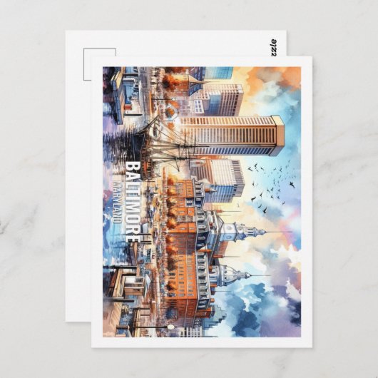 Baltymore Maryland USA有名な場所水色 ポストカード (正面/裏面)