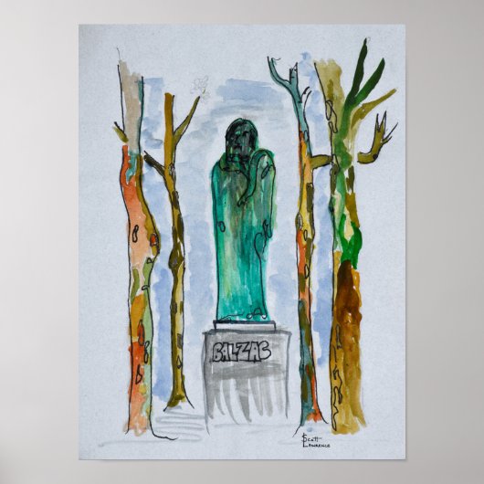 Balzac Statue by Rodin | Paris, France ポスター (正面)