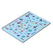 Bamポウスーパーヒーローワードクラウド名コラージュ ノートブック (左側)