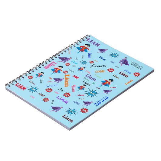 Bamポウスーパーヒーローワードクラウド名コラージュ ノートブック (左側)