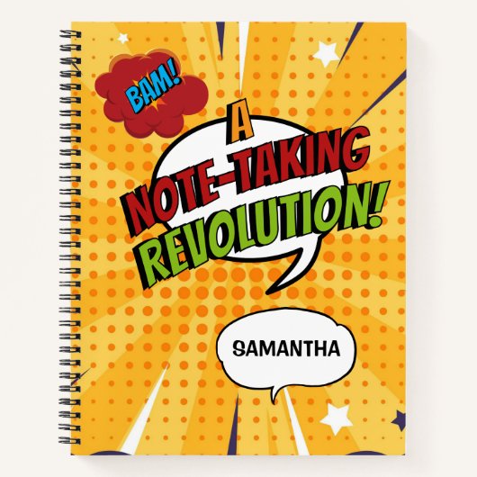 BAM! コミックスタイルのクールでパーソナライズされたトレンディでユニークなノート ノートブック (正面)