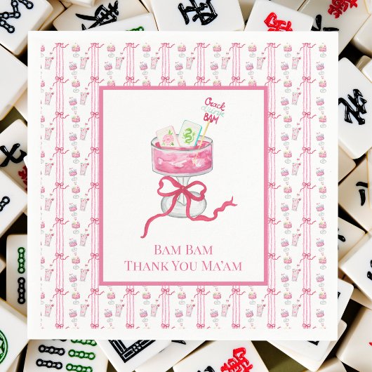 Bam Bam Thank You Ma'am Mahjong Drink Tiles Funny スタンダードカクテルナプキン