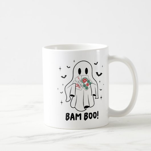 Bam Boo Halloween Ghost Mahjong Funny Costume Game コーヒーマグカップ (右)