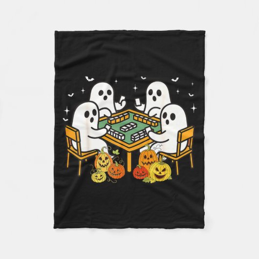 Bam Boo Halloween Ghost Mahjong Funny Costume Game フリースブランケット (正面)