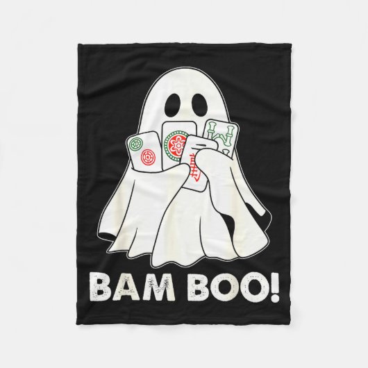 Bam Boo Halloween Ghost Mahjong Funny Costume Game フリースブランケット (正面)