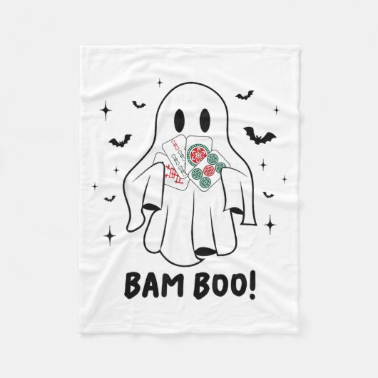 Bam Boo Halloween Ghost Mahjong Funny Costume Game フリースブランケット (正面)