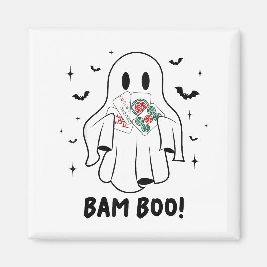 Bam Boo Halloween Ghost Mahjong Funny Costume Game マグネット (正面)