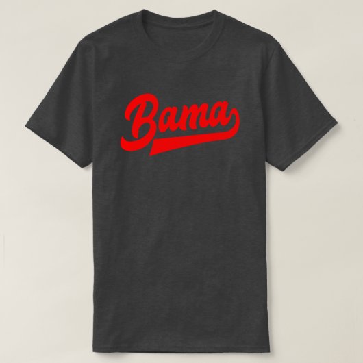 Bama Red ScriptアラバマTシャツ Tシャツ (デザイン正面)