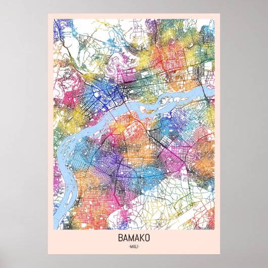  Bamako Mali City Map ポスター (正面)