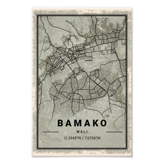Bamako map print poster canvas | Mali フォトプリント (正面)