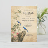Bambと素朴Bluebirdブライダルシャワー招待 招待状 (スタンド正面)