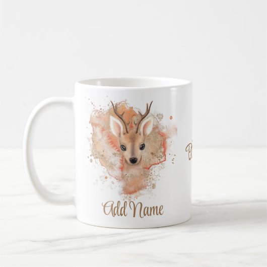Bambi 賛美 Deerお名前を追加 コーヒーマグカップ (左)