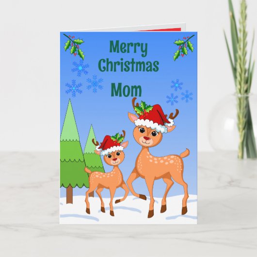 BambiDeer Christmas Folded Greeting Card カード (正面)