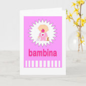 Bambina -イタリア語の新生児の女の子 カード (黄色い花)