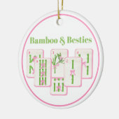 Bamboo & Besties Mahjong Pink & Green Tiles Bows セラミックオーナメント (左)