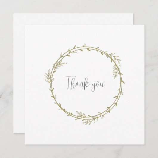 Bamboo Boho Botanical Leaf Soft Elegant Greenery サンキューカード (正面/裏面)