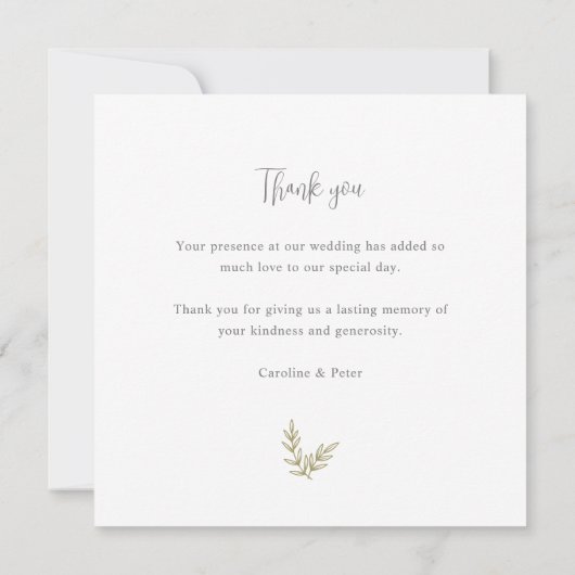 Bamboo Boho Botanical Leaf Soft Elegant Greenery サンキューカード (裏面)