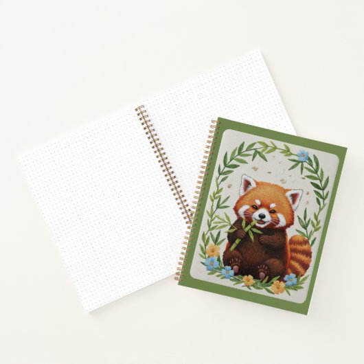Bamboo Buddy Embroidered Red Panda Journal ノートブック (内部)
