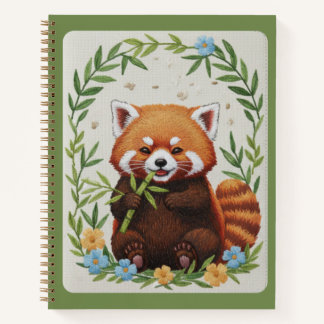 Bamboo Buddy Embroidered Red Panda Journal ノートブック