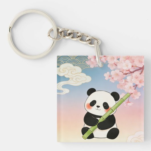 Bamboo & Cherry Panda Keychain キーホルダー (正面)