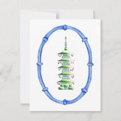 Bamboo Chinoiserie Pagoda Christmas Tree Note Card ノートカード (正面)