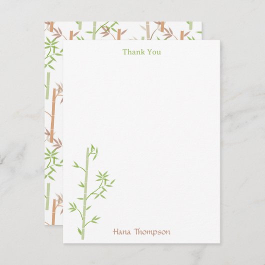 Bamboo Foliage Oriental Greenery Leaves サンキューカード (正面/裏面)