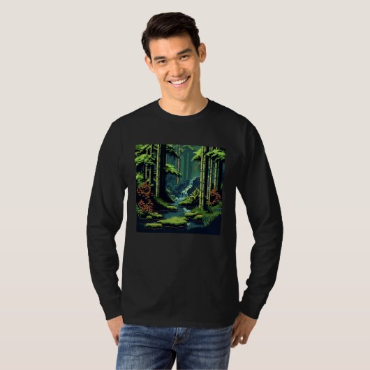 Bamboo Forest Pixelated Escape Old Computer game s Tシャツ (正面フル)