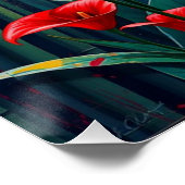 bamboo forest with red callas ポスター (コーナー)