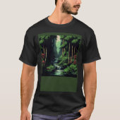 Bamboo Grove Pixelated Oasis River Tシャツ (正面)