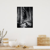 Bamboo Path at Night – Yin | Japanese Zen Wall Art ポスター (キッチン)