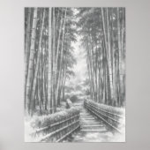 Bamboo Path in Light -Yang | Japanese Zen Wall Art ポスター (正面)