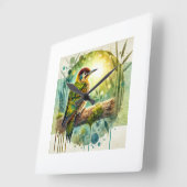 Bamboo woodpecker 110924AREF101 - Watercolor スクエア壁時計 (傾斜)